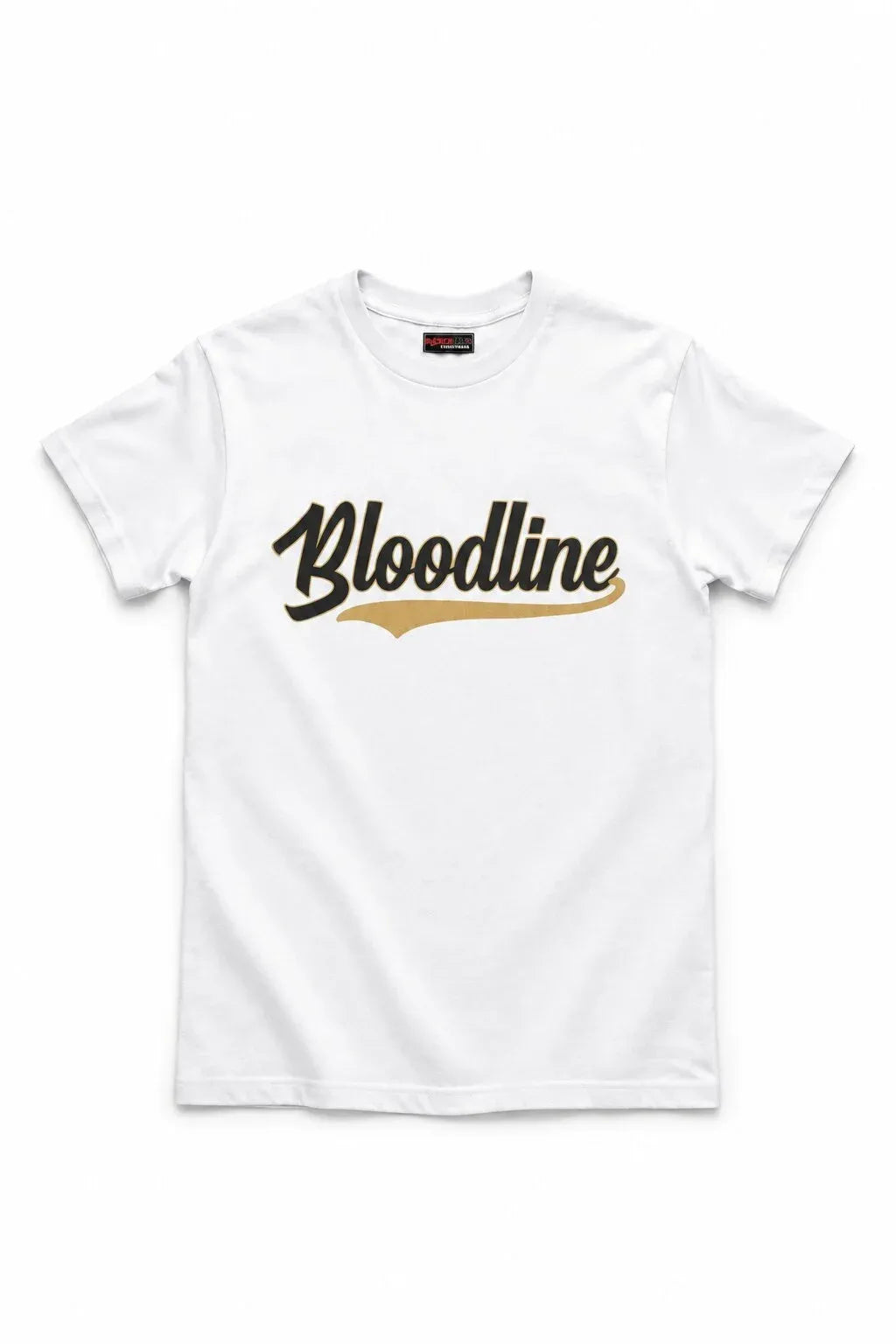 White t-shirt with 'Bloodline' text on a white background